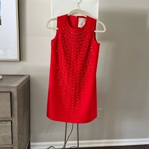 Karta red structured dress with beading
